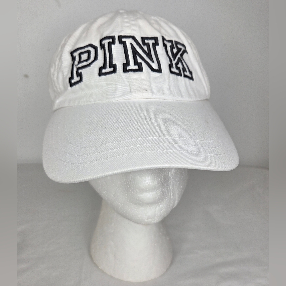 Victoria's Secret PINK -OS Bright White Cap With Embroidered Black Logo